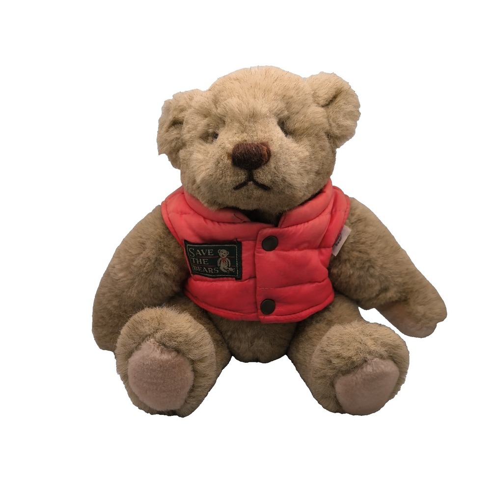 1982 Bialosky Jointed Plush Bear Save the Bears 11" Vest NO SCARF